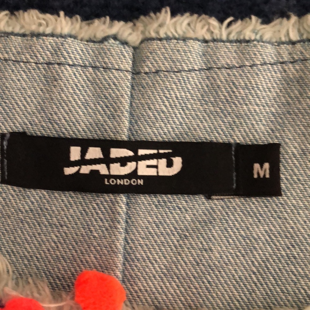 Jaded London Denim Mini Dress With Pom Pom Trip Detail - Picture 5 of 6